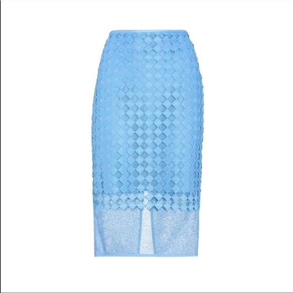 Diane Von Furstenberg Diamond Pattern Layered Lined Straight Pencil Skirt - Picture 3 of 9
